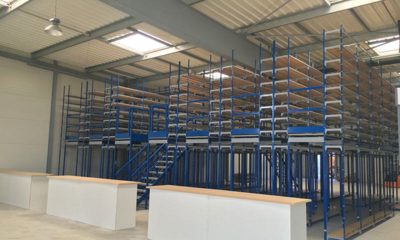 Plateforme mezzanine sur rayonnage, rack à palette -  Bretagne rayonnage